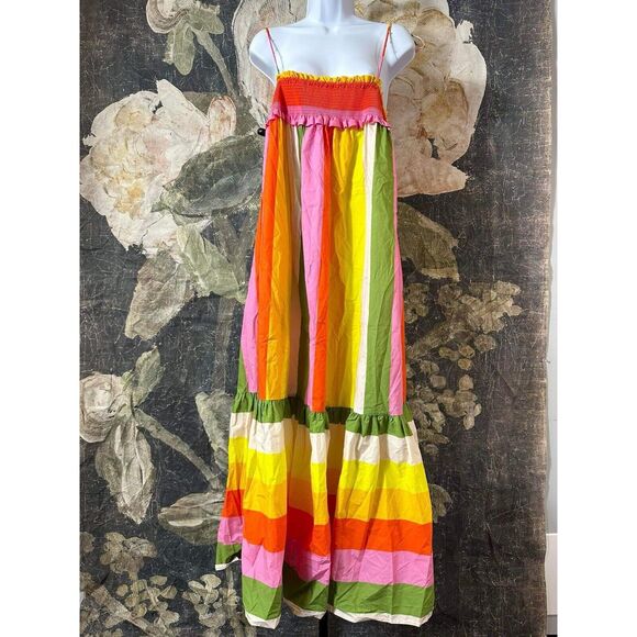 Farm Rio-Anthropologie Sleeveless Smocked Tiered Midi Dress Size Extra Large - Picture 10 of 12